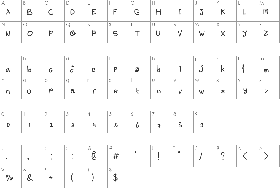 handy 12 by OUBYC font character map preview