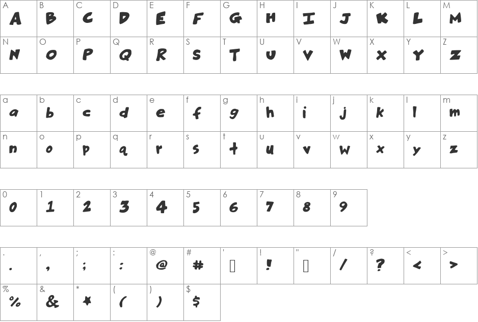 HankinsteinBOLD font character map preview