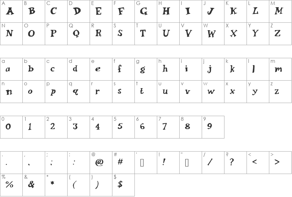 HankinsteinSerif font character map preview