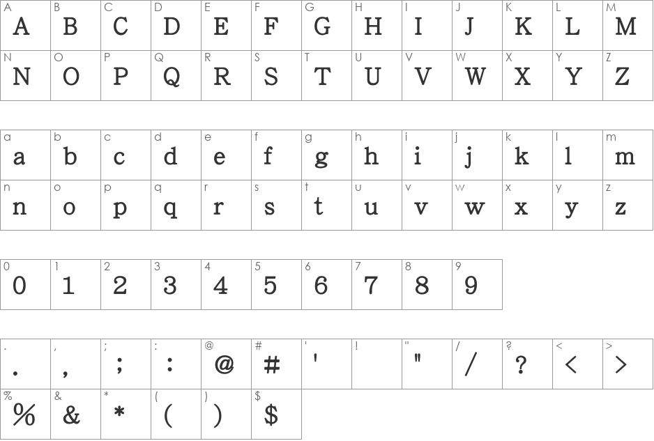 HanWang KaiBold-Gb5 font character map preview