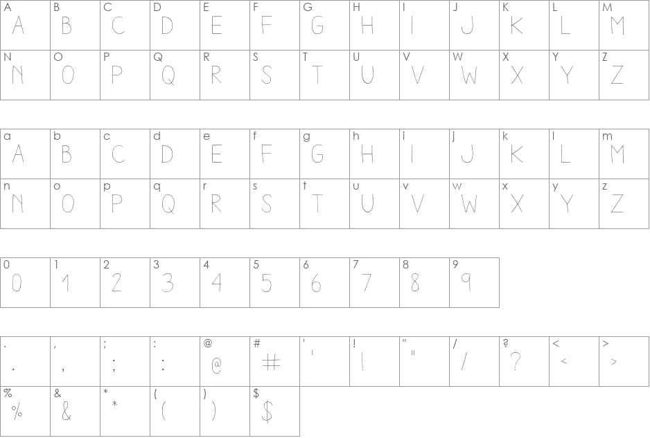 Aracne Regular Italic font character map preview