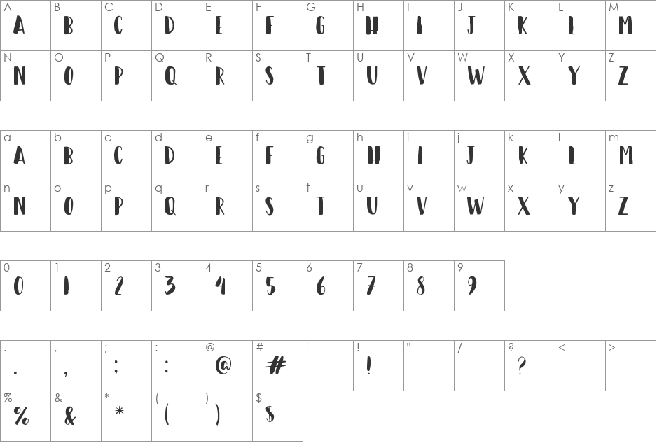 Happy Camper font character map preview