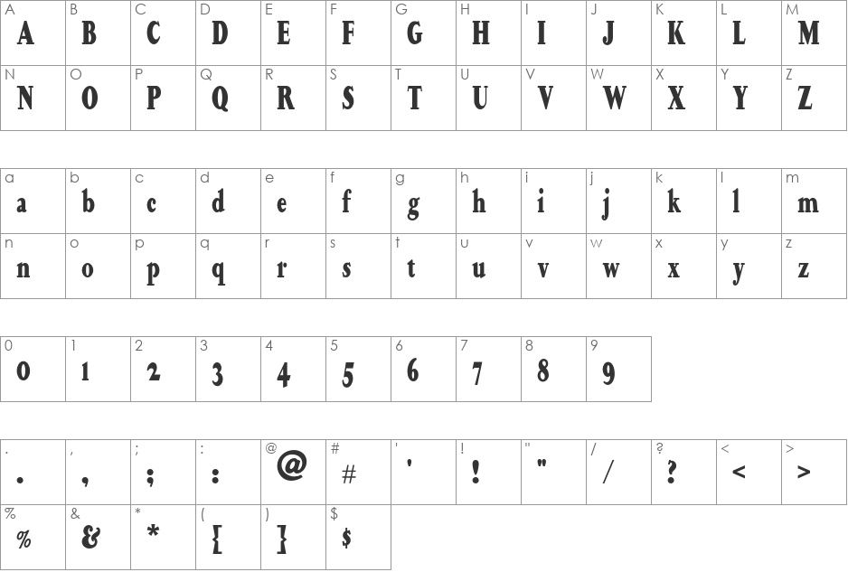 Happy Campers NF font character map preview