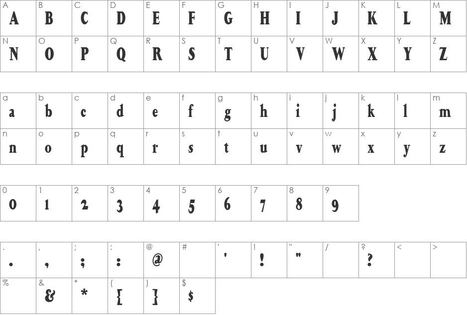 Happy Campers NF font character map preview