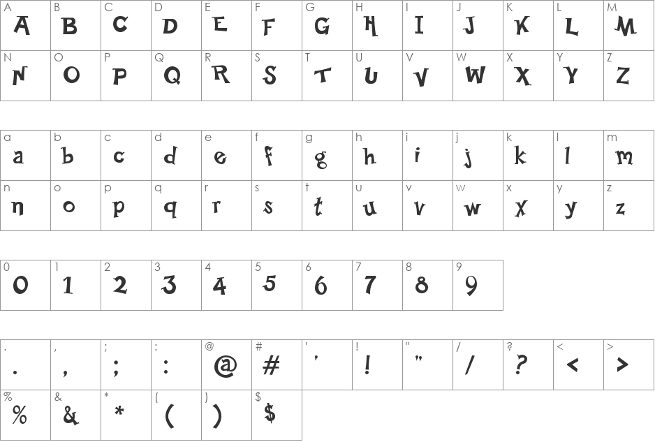 Happy Serif font character map preview