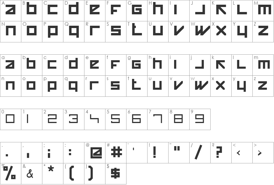 HappyKiller font character map preview