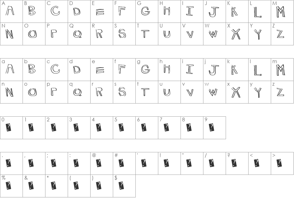 HappyLines font character map preview