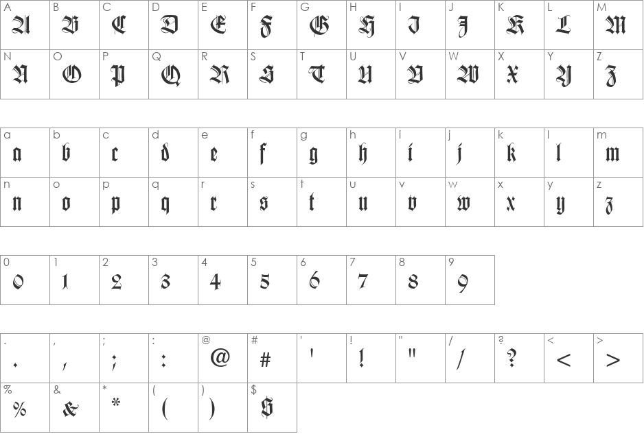 Hapsburg font character map preview