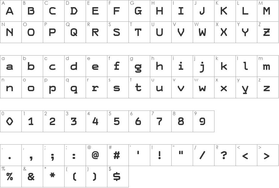 HardCase font character map preview