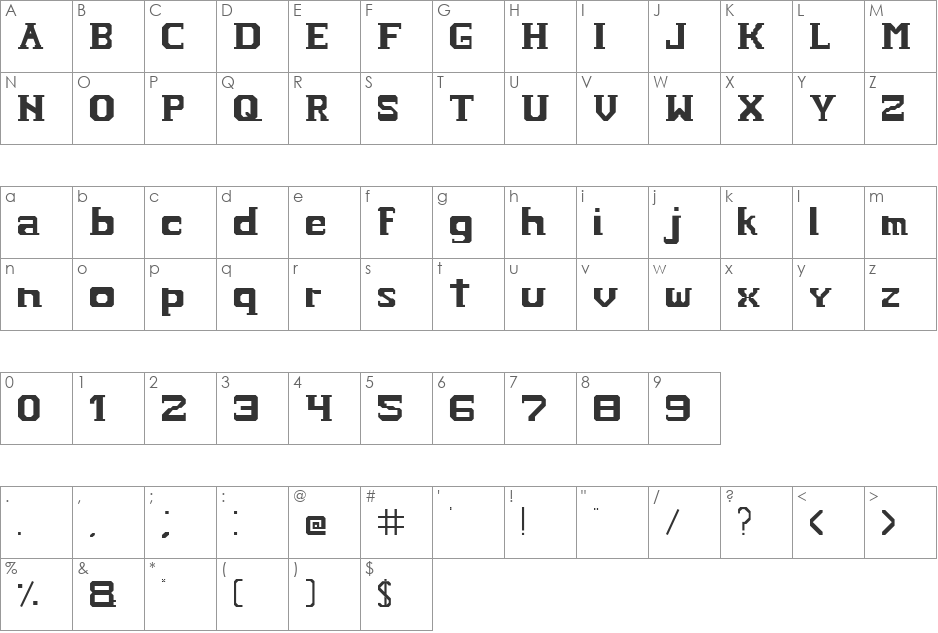 HARDCOPY font character map preview