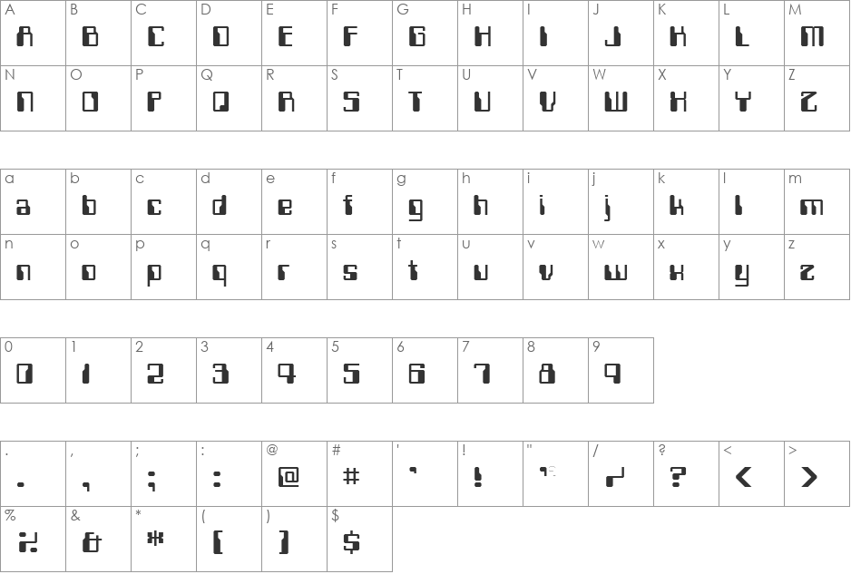 Harddisc font character map preview