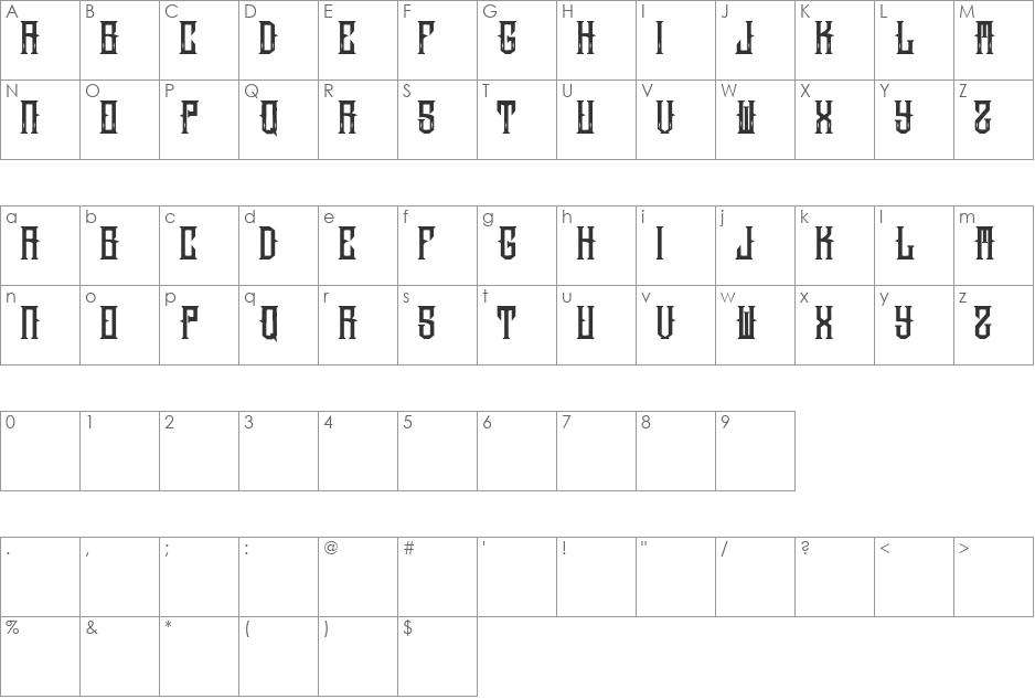 harder font character map preview