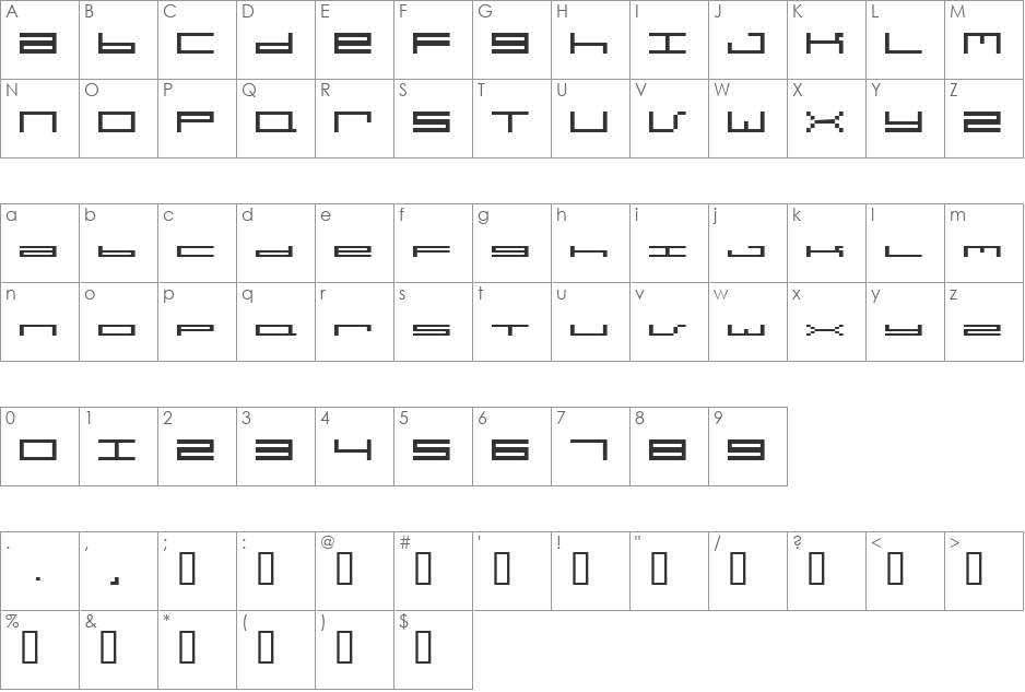 hardware requiem font character map preview