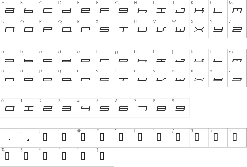 hardware requiem italic font character map preview