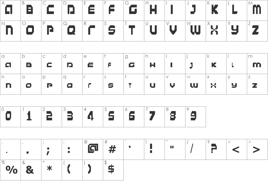 HardW[a]r font character map preview