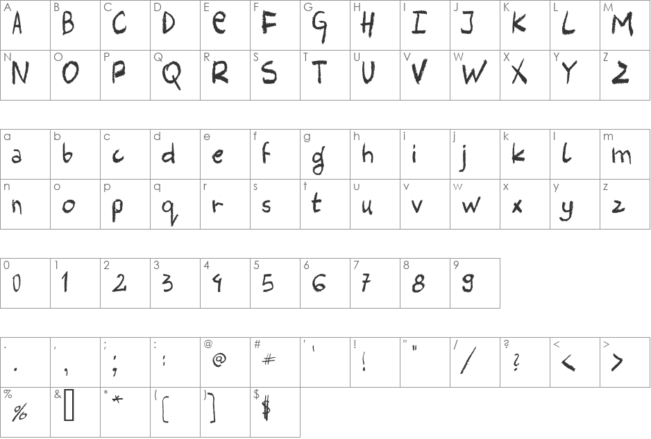 Harlem Clown font character map preview