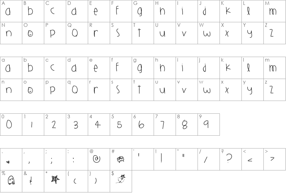 HarlemsPlayground font character map preview