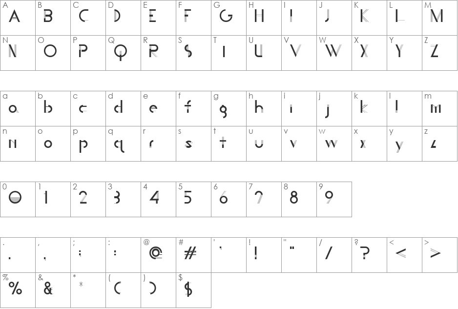 HARP font character map preview