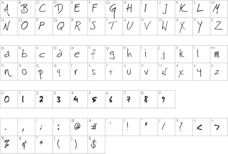 harrison font character map preview