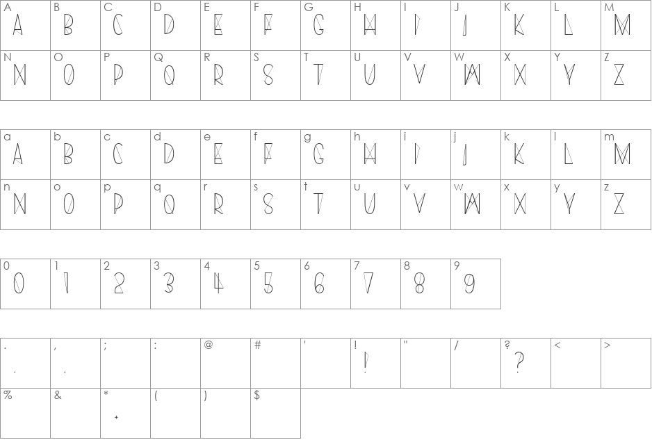 Harry Roman font character map preview