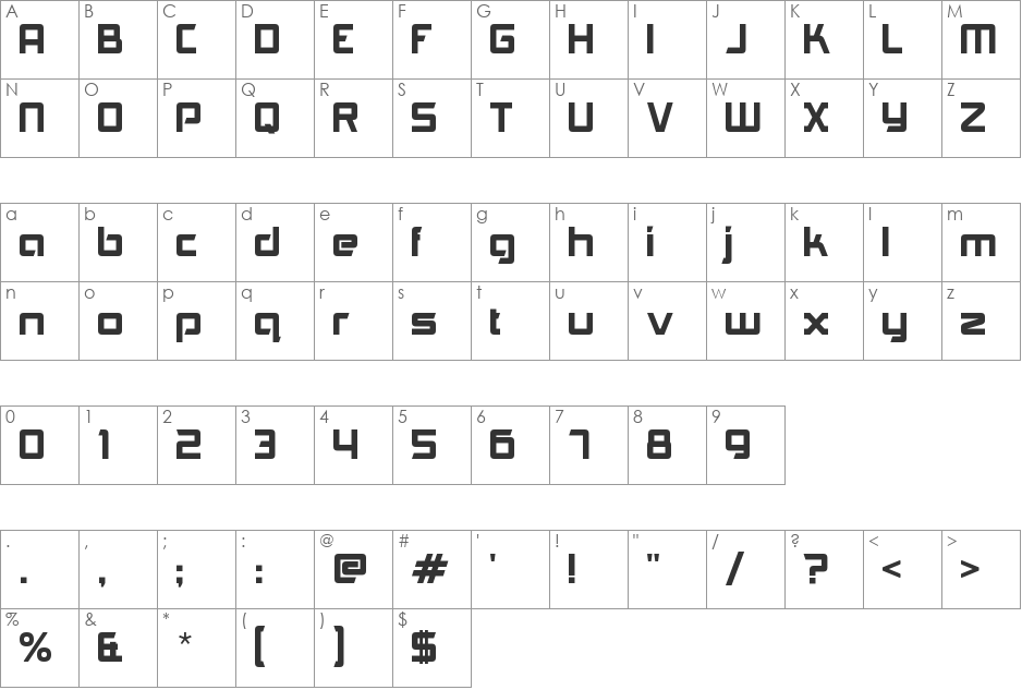 Hartland Regular font character map preview