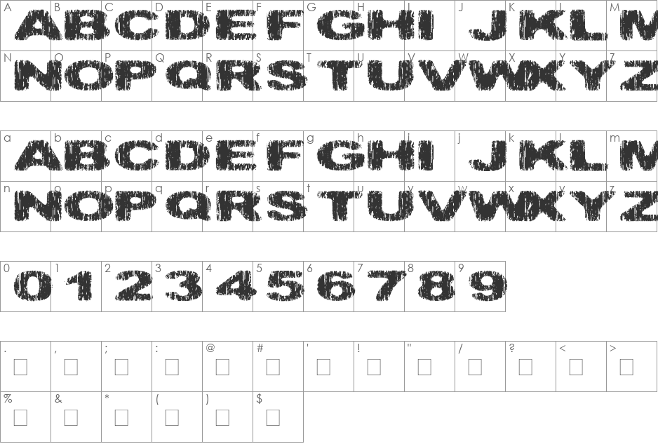 Hatchet Ma font character map preview