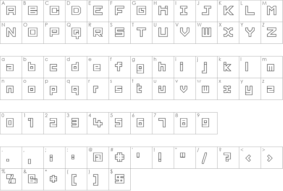 Hatukari Alpha font character map preview
