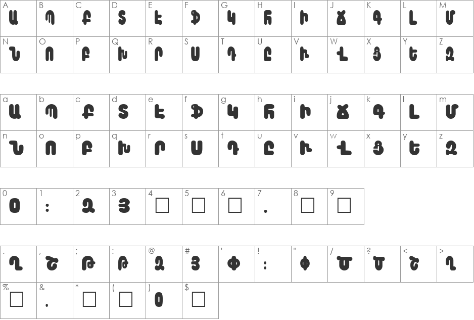Arax font character map preview