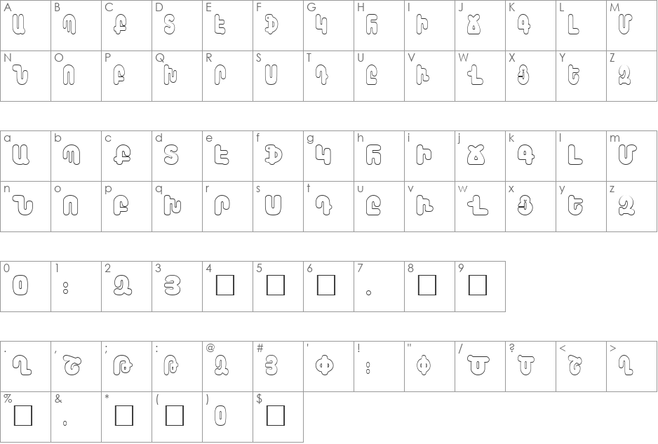 Arax-Barab font character map preview
