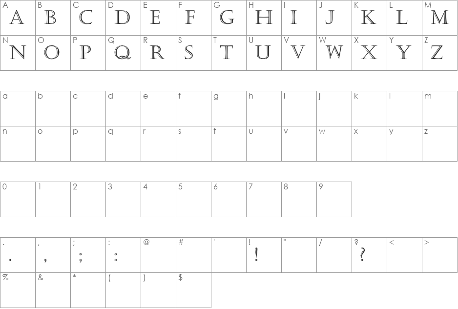 Haute font character map preview