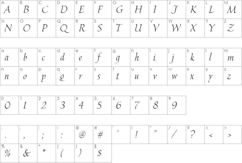 HavixHmk font character map preview