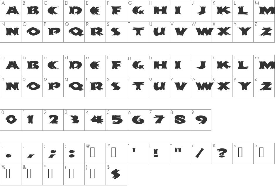 Hay Stack MF font character map preview