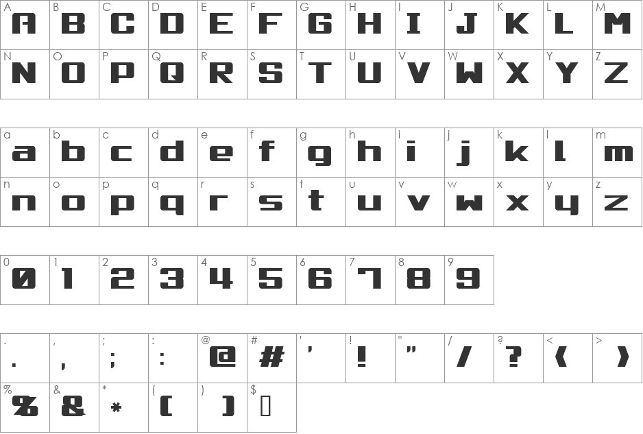 HDF font character map preview