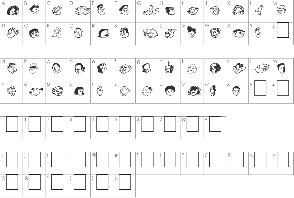 HeadsoftheHousehold font character map preview