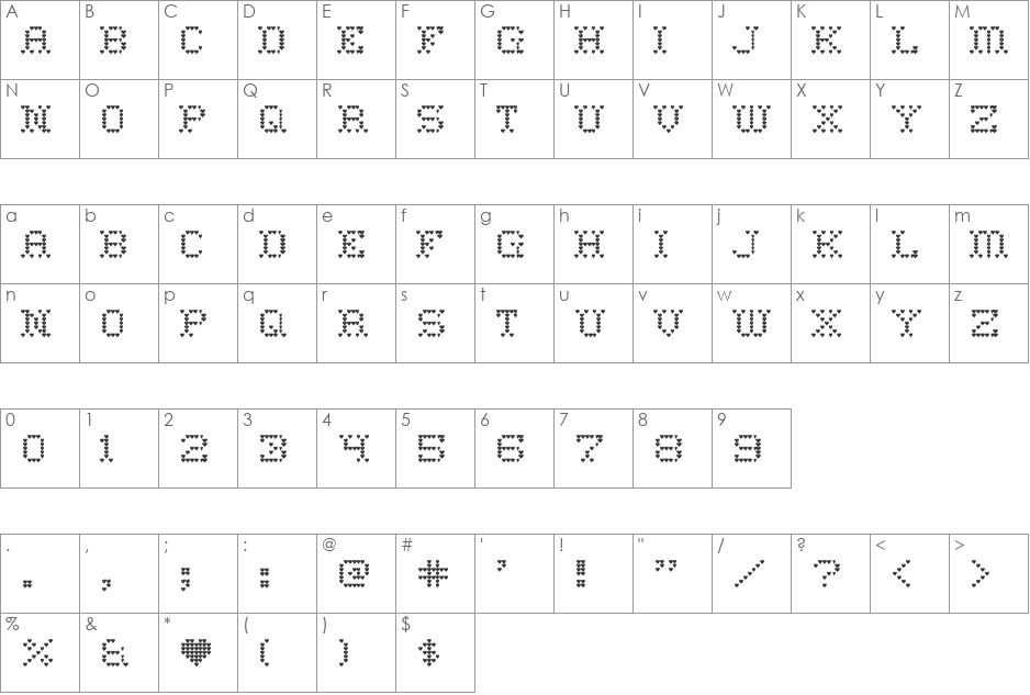 Heart Sweet Heart font character map preview