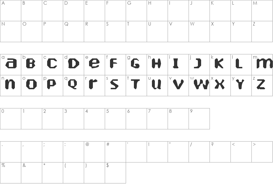 Heartely Fontely font character map preview