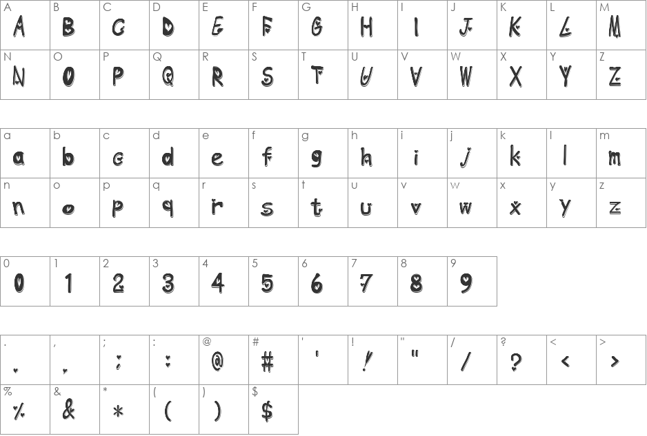 heartfont font character map preview