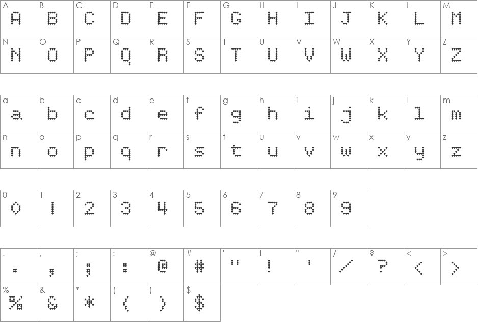 HeartMatrixed font character map preview