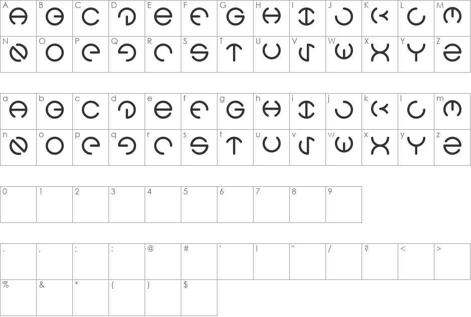 Heather Thomas font character map preview