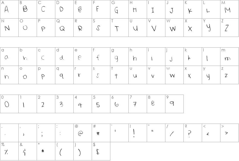 Heathkeit font character map preview
