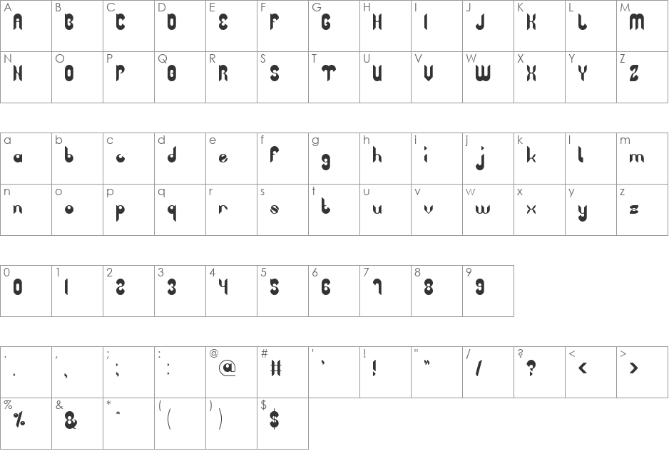 Heavy Metal Gaze font character map preview