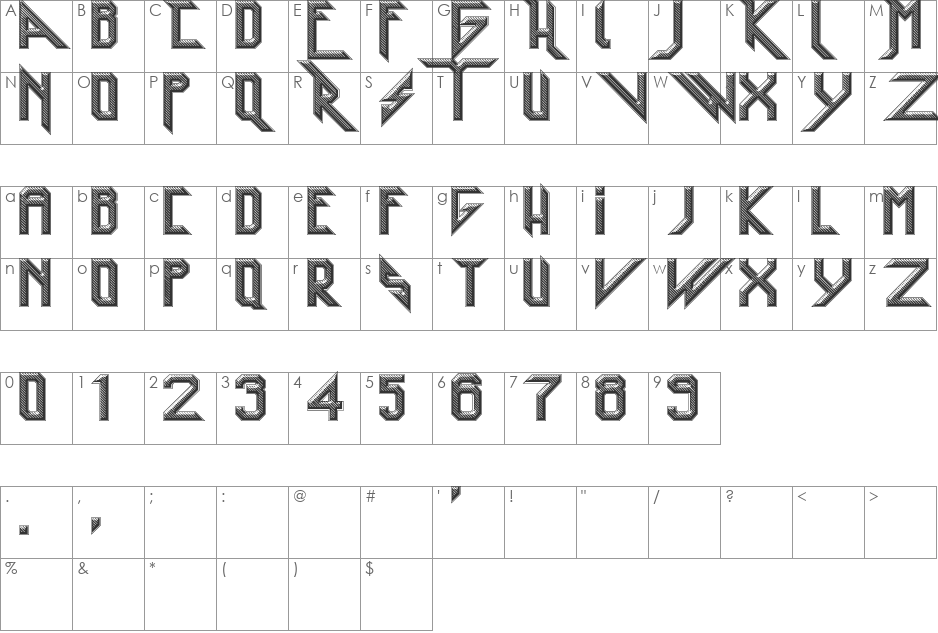 Heavy Metal Rocking font character map preview