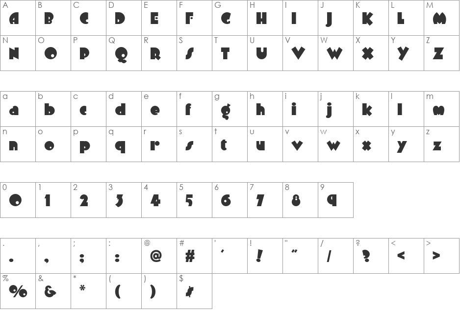 Arbuckle Remix NF font character map preview