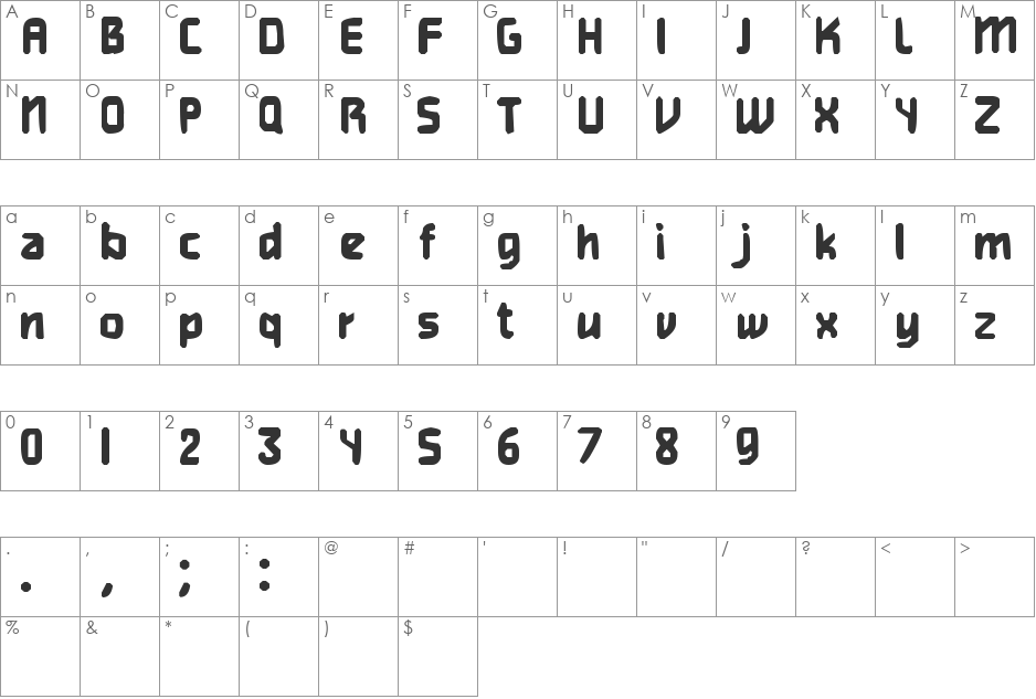 Heavy Weight Gamer font character map preview