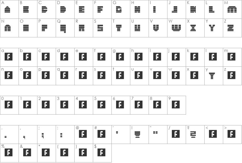 heavyLOUDedge_lineH font character map preview