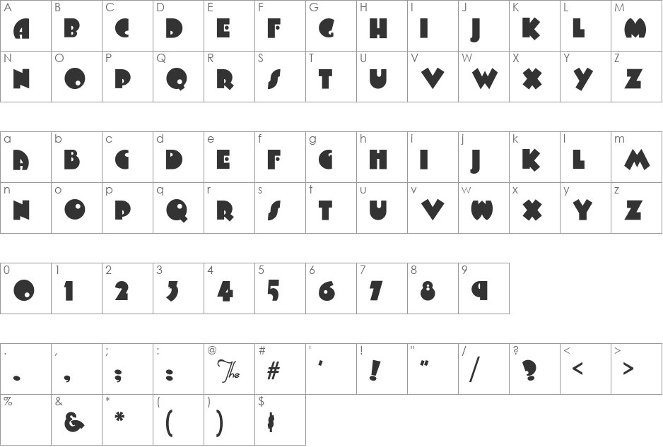 ArbuckleFat font character map preview