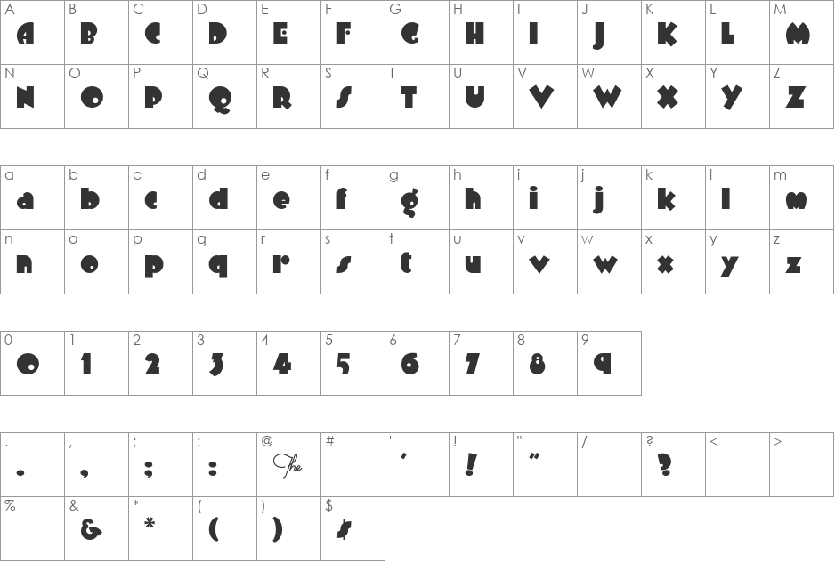 ArbuckleRemix font character map preview