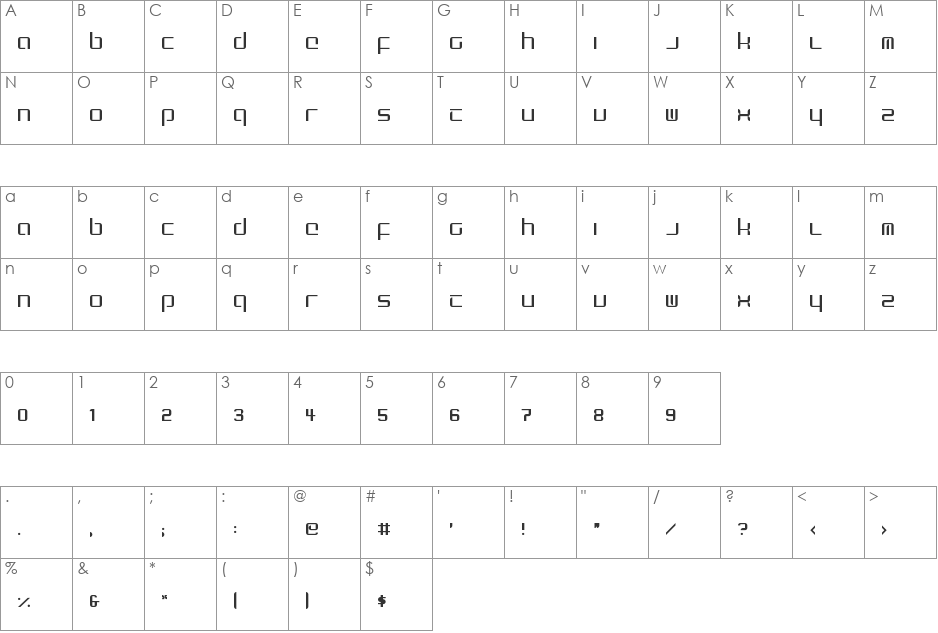 HebRoni Contrast font character map preview