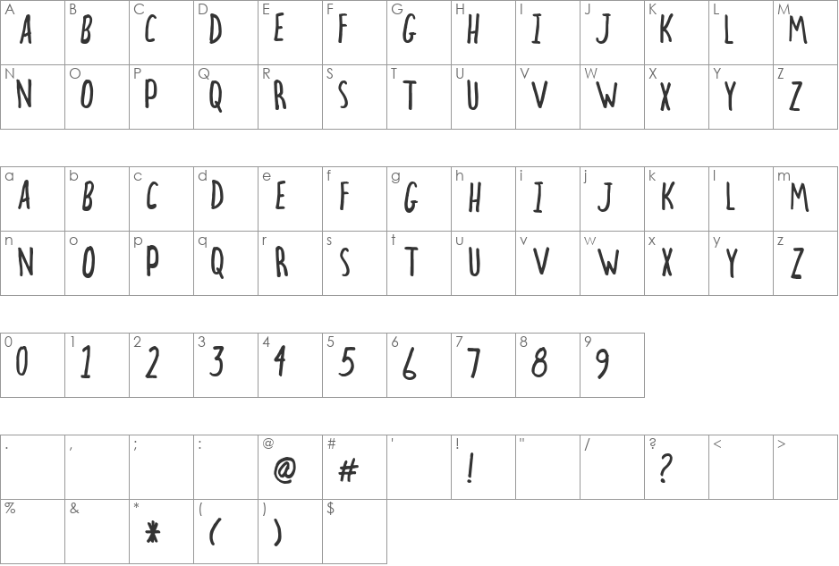 hectic font character map preview