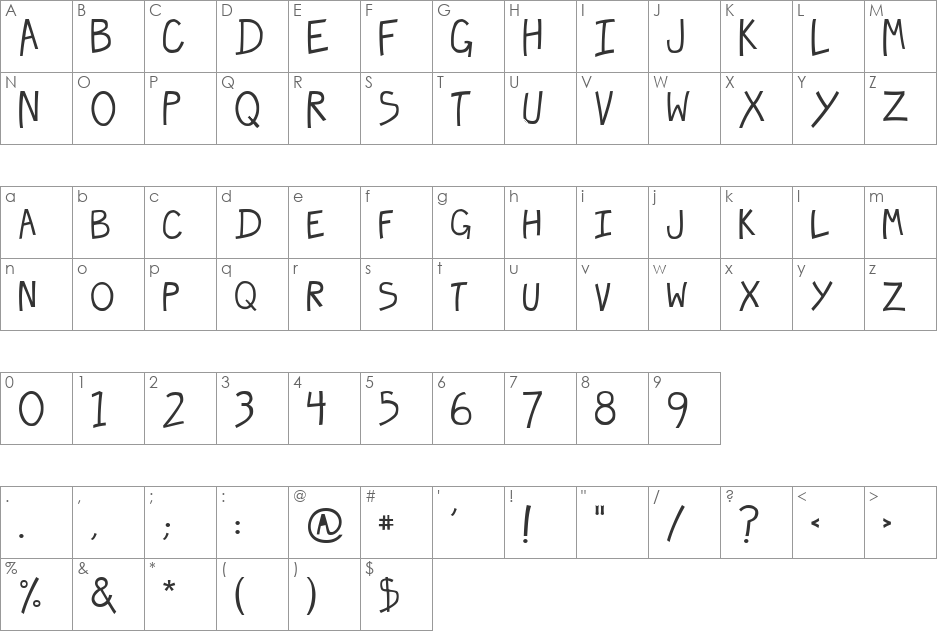 Hecubus font character map preview